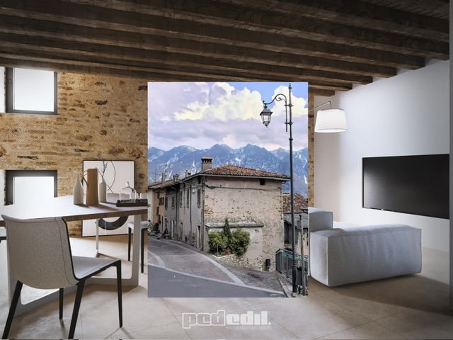 Costruzione di un moderno appartamento su 3 piani a Pregasio a Tremosine sul Lago di Garda attraverso la ristrutturazione di un rustico